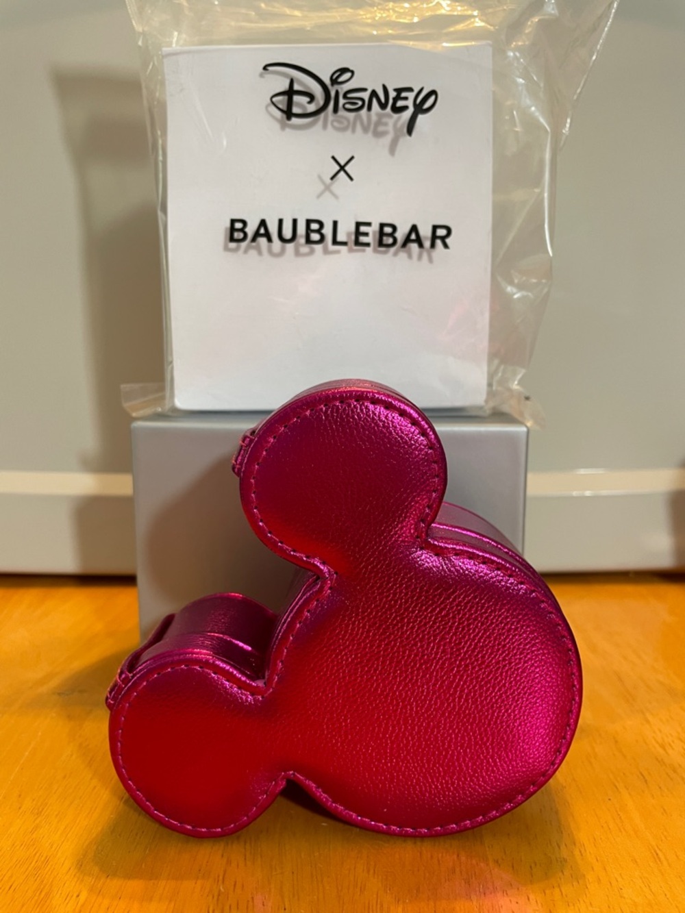 Disney Baublebar Jewelry Case Magenta Metallic Mickey Mouse NWT